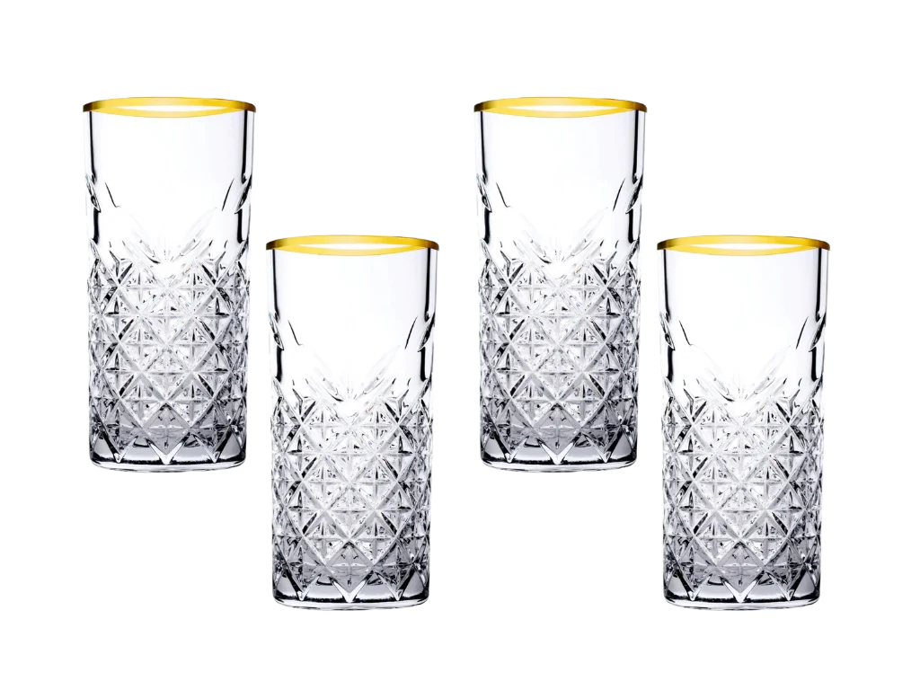GOLDEN TOUCH - Trinkgläser Timeless Kristall-Design 4 x 295ml lang
