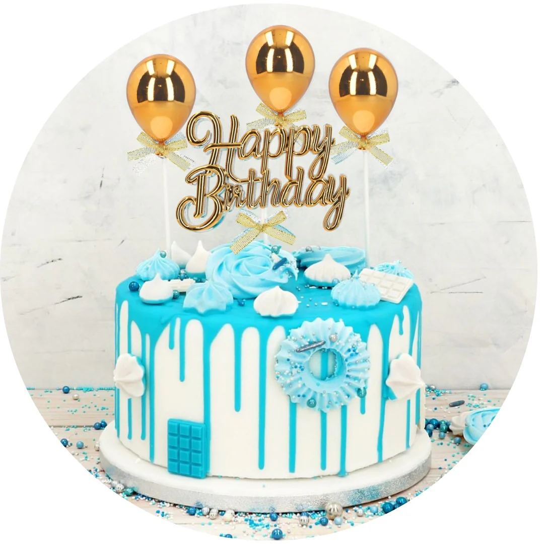 Kikis Cake Topper - 3D - Happy Birthday Gold - Image 2