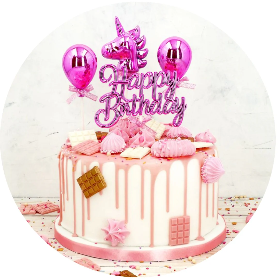 Kikis Cake Topper - 3D - Happy Birthday Pink - Image 2