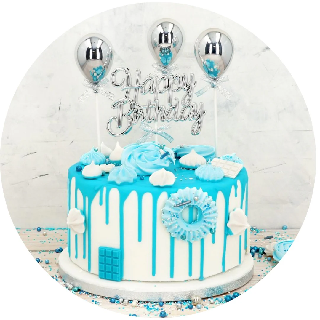 Kikis Cake Topper - 3D - Happy Birthday Silber - Image 2