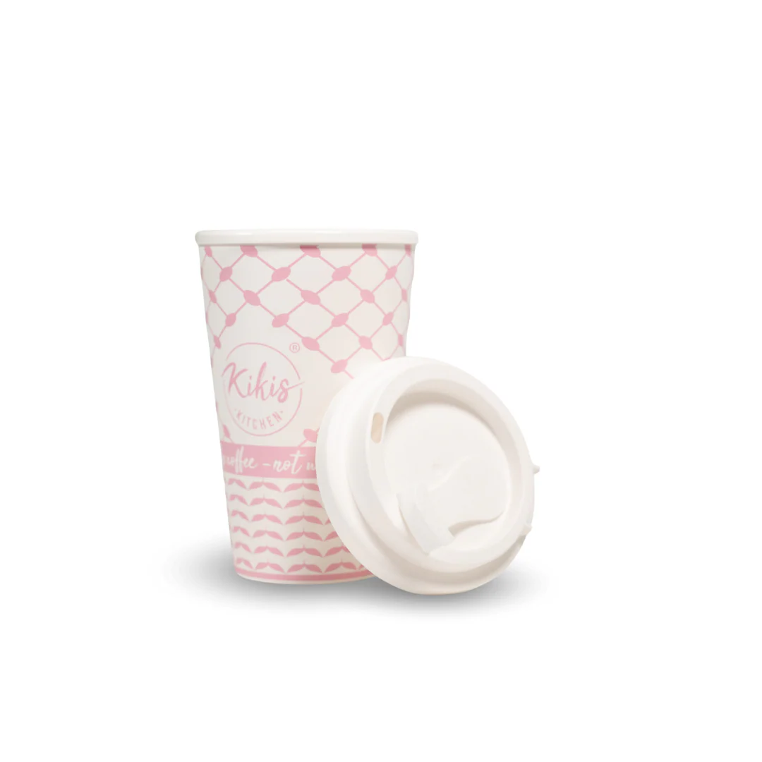Kikis Coffee To Go Mehrweg Becher - Kufiye rosa/weiß - Image 6