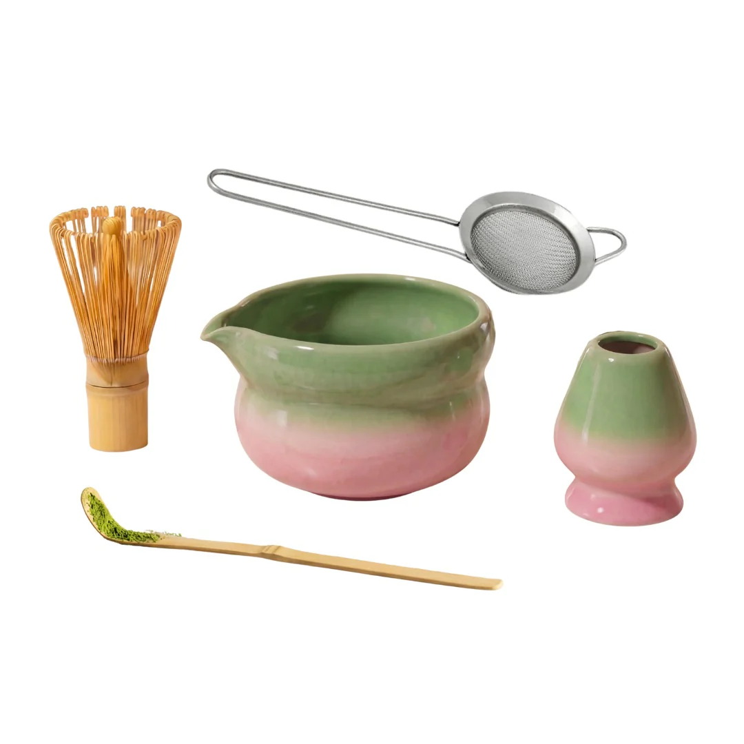 Kikis Matcha Set green-rose - Chasen, Sieb, Schale, Halter & Löffel - Image 2