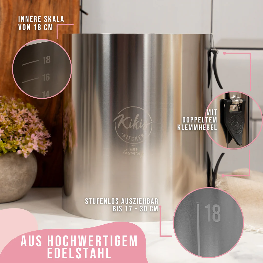Kikis Tortenring XXL mit zwei Klemmhebel & Skala - Höhe 20cm - Image 2